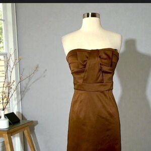 Bcbg Paris Brown Strapless Mini Dress 8 Bow Front